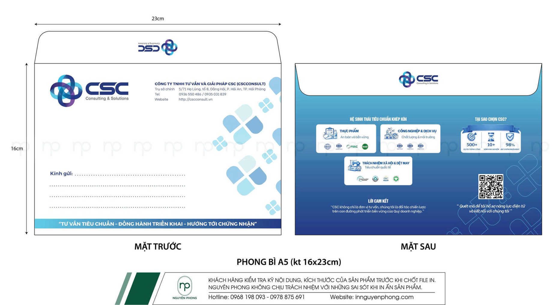 Mẫu kích thước tùy hỉnh theo yêu cầu về in phong bì